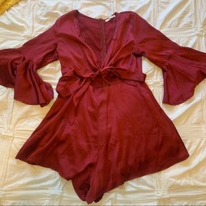 red satin romper